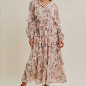 Elegant Floral Long Sleeve Dress